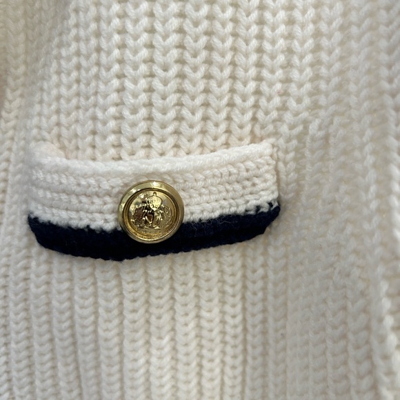 LOFT Ivory and Navy Trim Cardigan - Picture 4 of 4